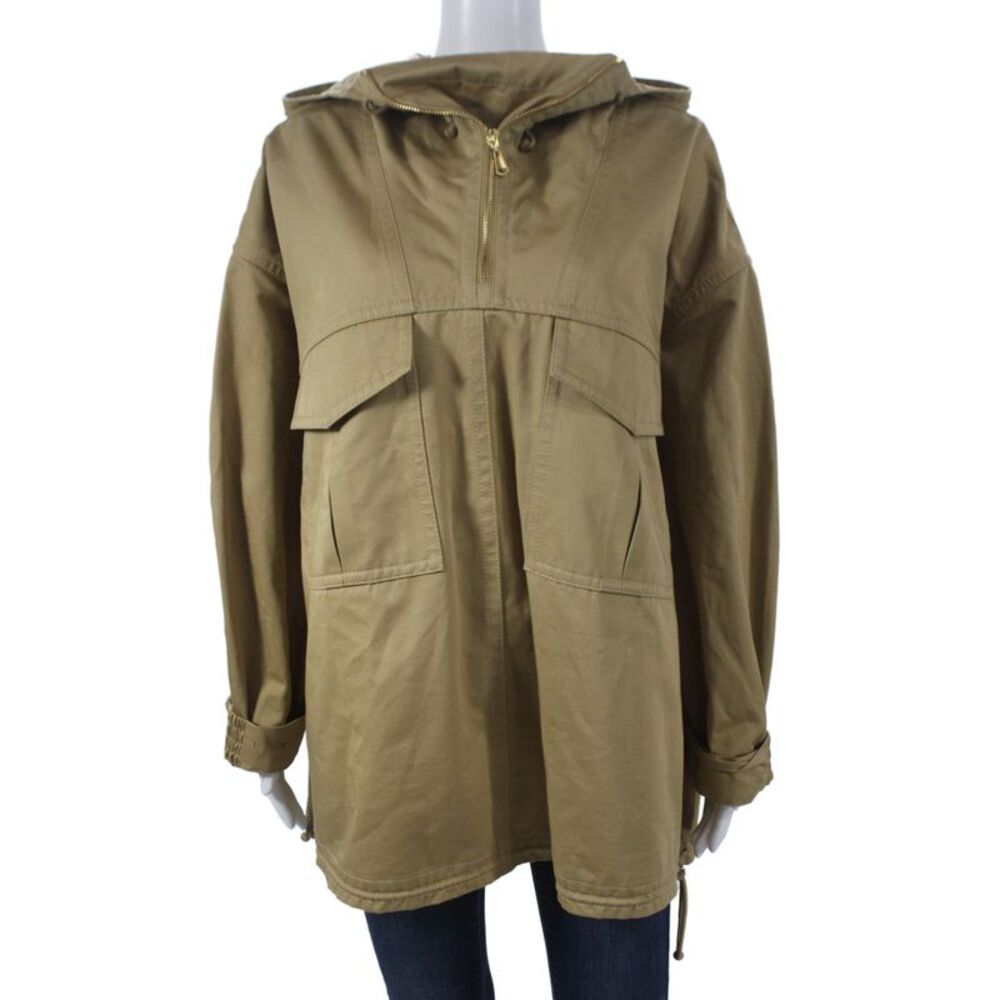 Zimmermann Women Anorak Jacket Beige Cotton Long Sleeve Zip Military Size M